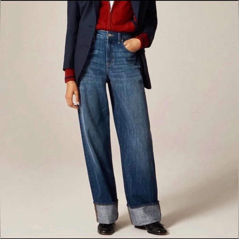 JCREW Cuffed lower-rise wide-leg Rigid  jean